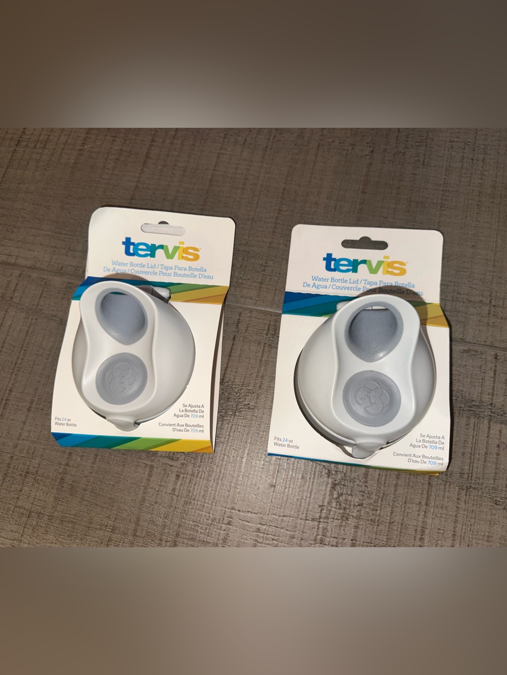 Tervis White Replacement Water Bottle Lids with Light Gray Inserts (Pair) NWT